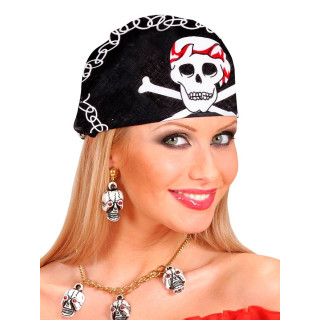 Bandana Kopftuch Pirat, 55 x 55 cm, schwarz