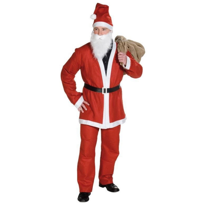Père Noël déguisement: 5 pièces avec Barbe und Casquette, rouge