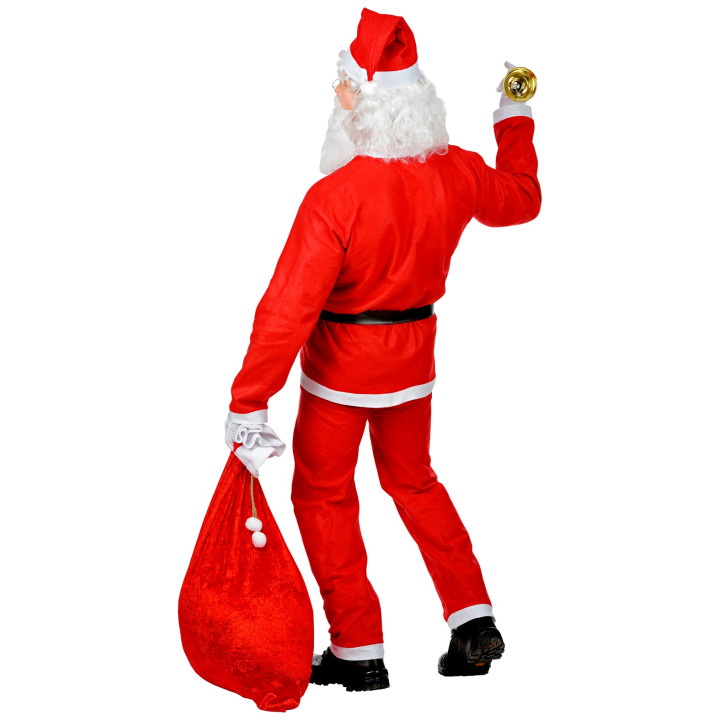 Nikolaus Kostüm mit Jacke, Hose, Gürtel, Mütze, Bart, rot