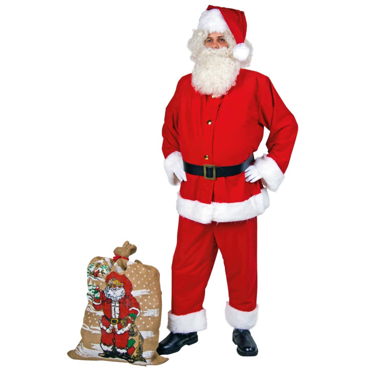 Christmas Costume Santa Claus: Velvet with plush trim
