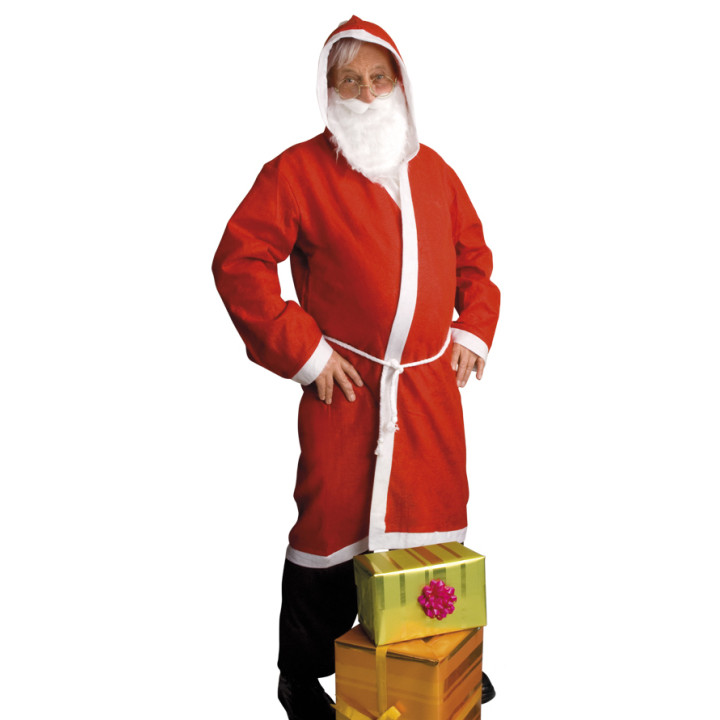 Saint Nicholas Coat with Hood, Cord, and Beard, red