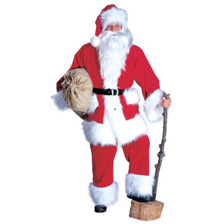 Costume de Père Noël: En velours côtelé, rouge