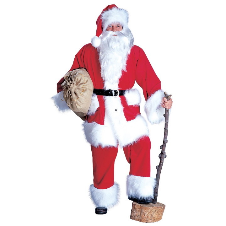 Costume de Père Noël: En velours côtelé, rouge