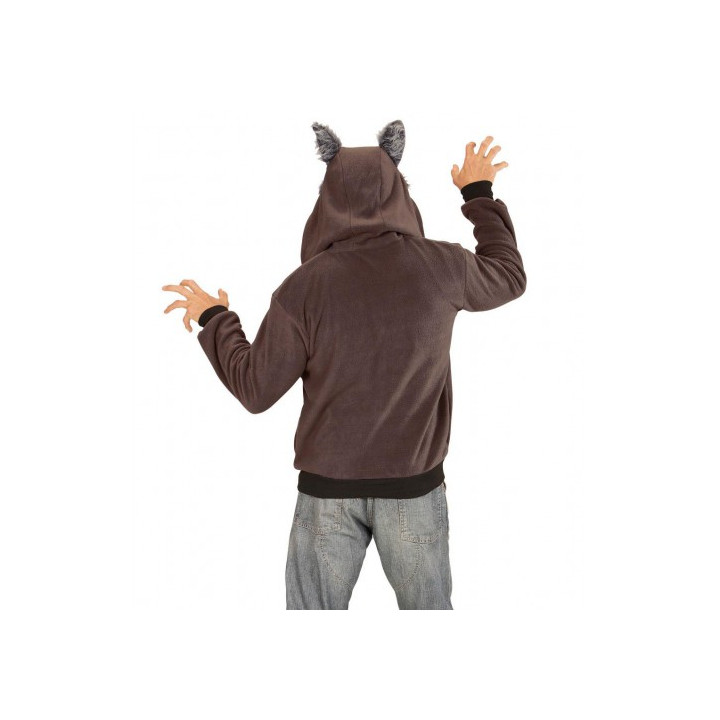 Sweater wolf with hood, unisex, brown