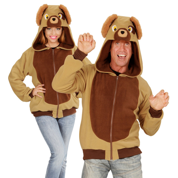 Veste chien avec capuche: unisexe, marron