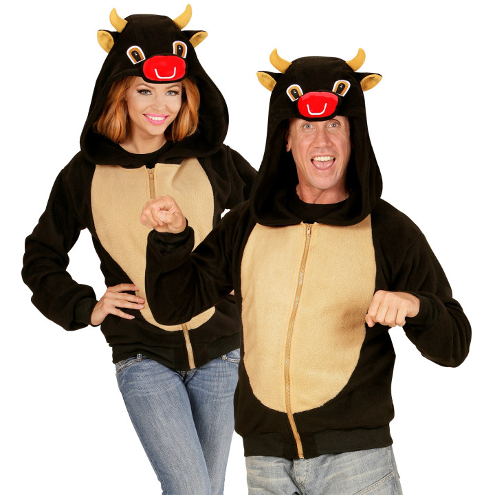 Veste taureau à capuche, unisexe, marron