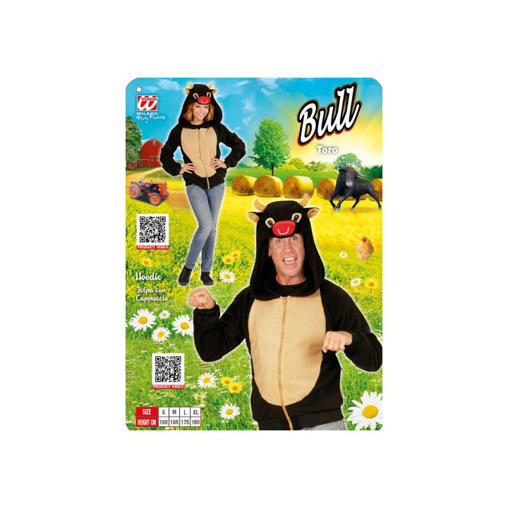 Veste taureau à capuche, unisexe, marron