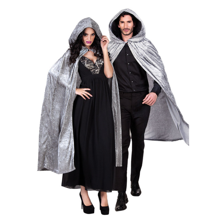 Cape velours, unisexe, 170 cm, gris