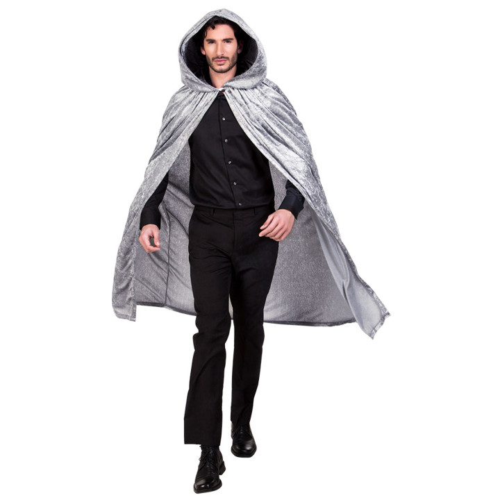 Cape velours, unisexe, 170 cm, gris