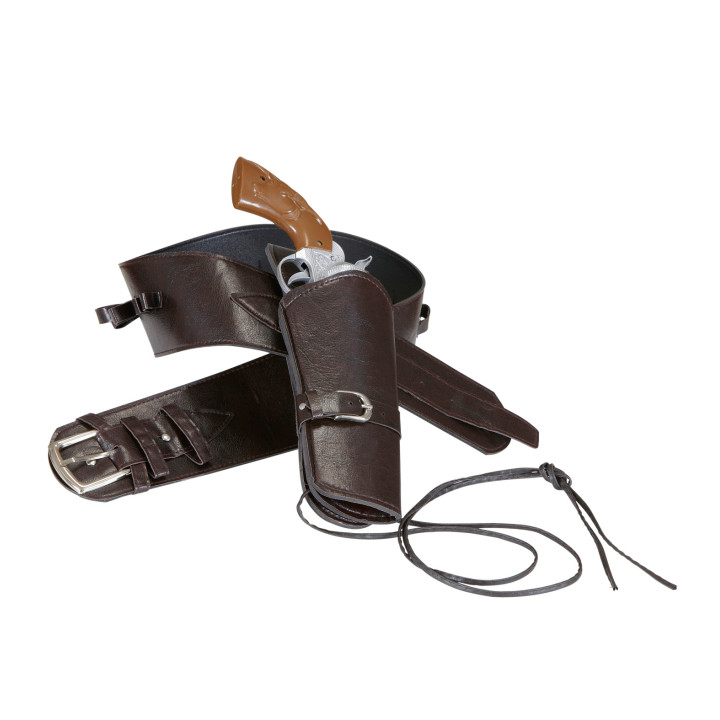 Western Cowboy Belt and Holster for adults, 100 - 115 cm, brown