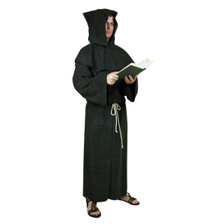 Robe de moine avec capuche et cordon, Onesize, noir